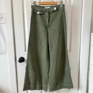 Zara Olive Green Wide Leg Crop Pants
